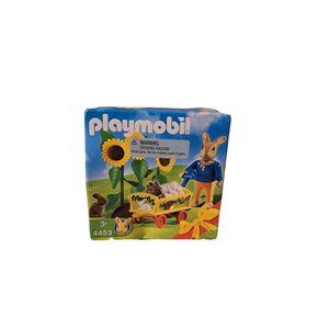 PLAYMOBIL #4453 Vintage Bunny Wagon Set 2003 NIB UNOPENED Easter Sunflowers